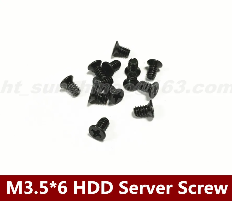 100PCS/LOT   Computer Hard disk Flat Head Screws Cross Bolts Black M3.5*6 Server Screw