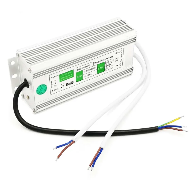 Waterproof IP67 80W led power supply 6.5A for driving led lights AC110-260 Input DC 12V output power adapter