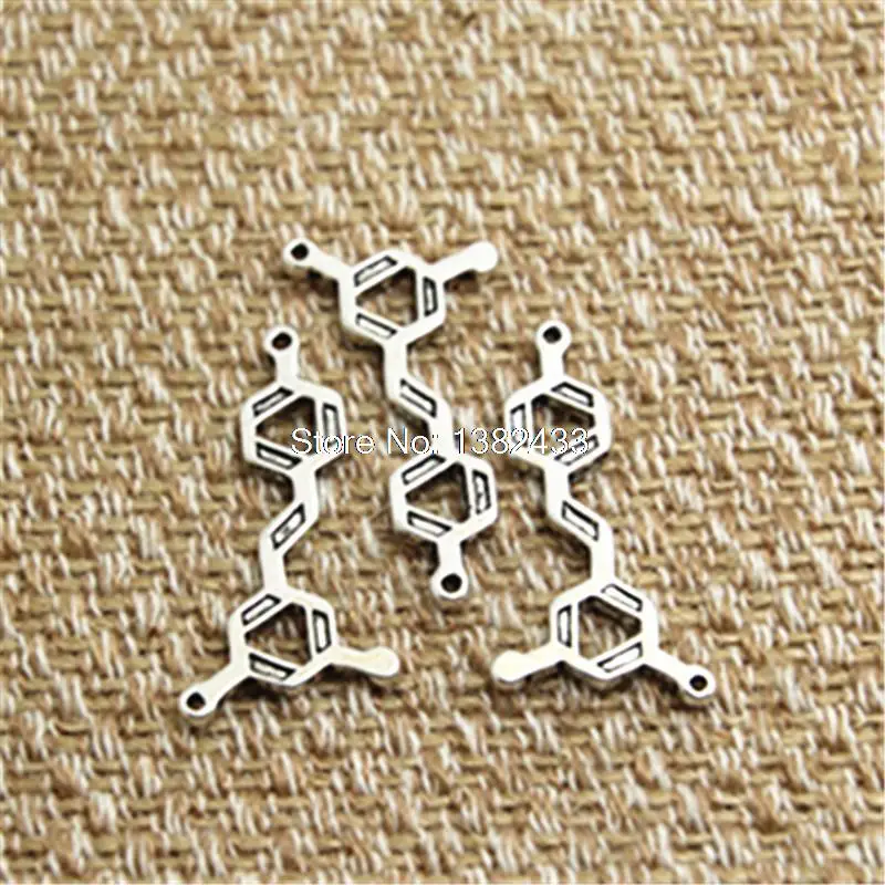 15pcs Resveratrol Molecule Charms Chemistry Antique Silver Resveratrol Molecule Pendant   15x27mm