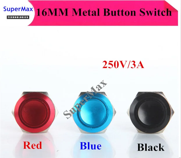 High quality 16MM 250V/3A Metal Reset push button waterproof switch with zinc oxide alloy screw feet