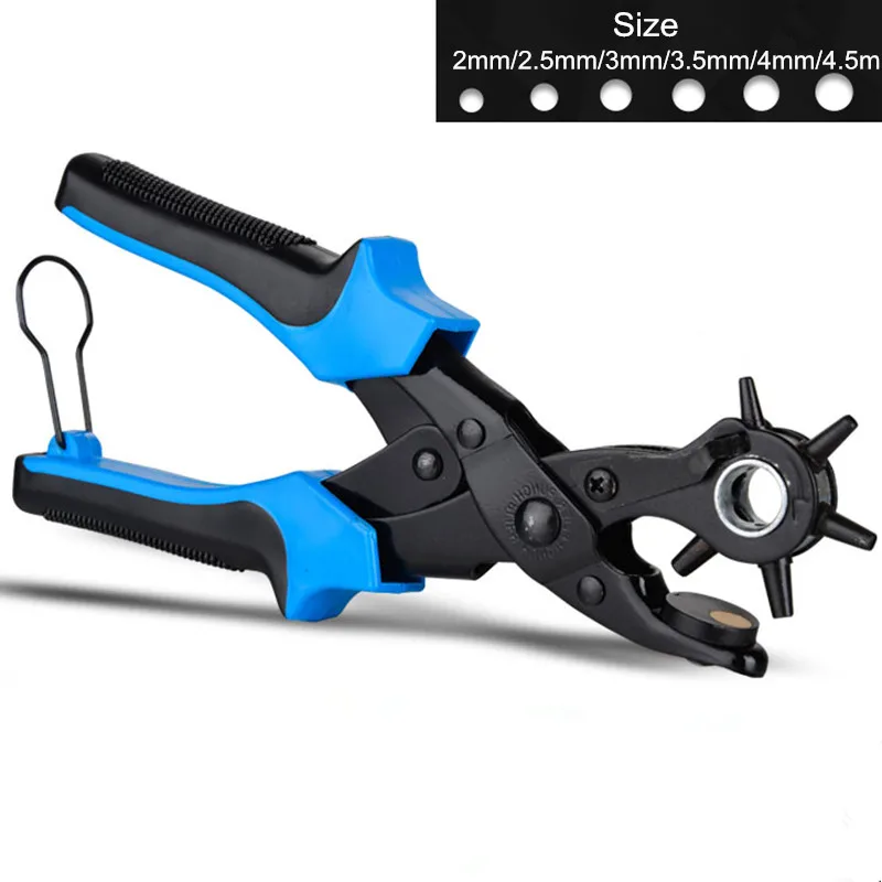 6 Kinds of Circular Hole Drilling Clamp Plier Leather Hole Punch Hand Pliers Belt Holes Crimping Tool Alicate