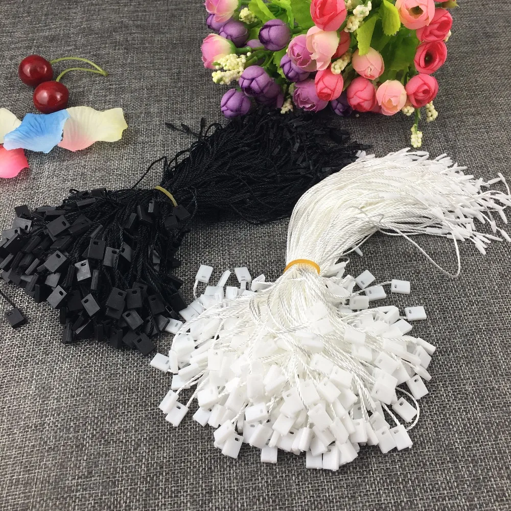 600PCS/Lot 19cm White&Black Jute Twine With Buckle Flexible Use Hemp Strings For Jewelry Tag/Price Tags/ Head Card/Hang Hang