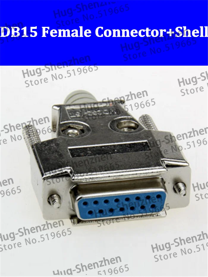 

Top D-Sub 15-pin DB15 2 row plug (female) solid pin module + removable metal shell housing--5pcs