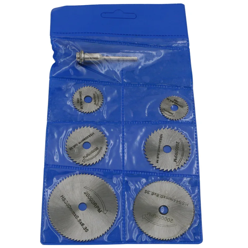 6PCS HSS Rotary Tool 22 /25 /32 /35 /44 /50mm Circular Saw Blades Cutting Discs Mandrel for Dremel Cut off