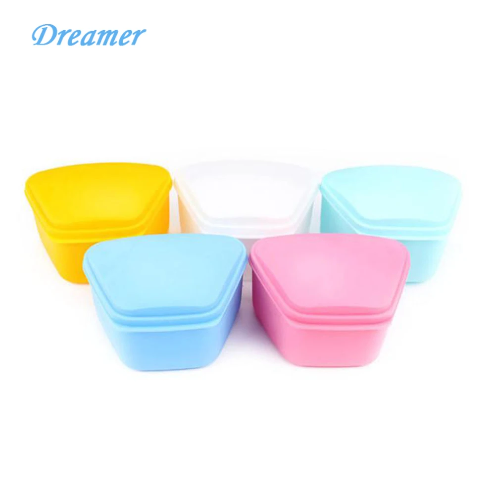 

10 Pieces Plastic Denture Bath Box Case Dental False Teeth Appliance Container Storage Boxes Dentures Cleaner Box Color Random