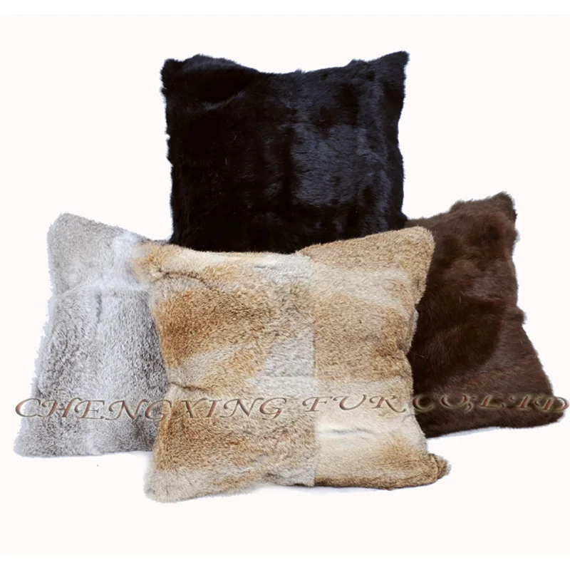 Free Shipping CX-D-39B/Z Soft Classic Genuine Rabbit Fur Cushion Plush Decorative Pillow Softness Comfortable Home Decor