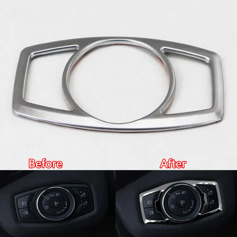 Car Interior Head Light Lamps Adjust Button Switch Frame Trim Cover Styling Sticker Fit For Ford Escort 2015 ABS