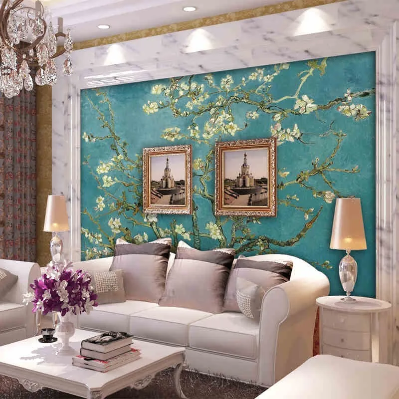 custom Oil painting flowers wallpaper TV Living room hotel background wall home decoration living room sofa wallpaper murals