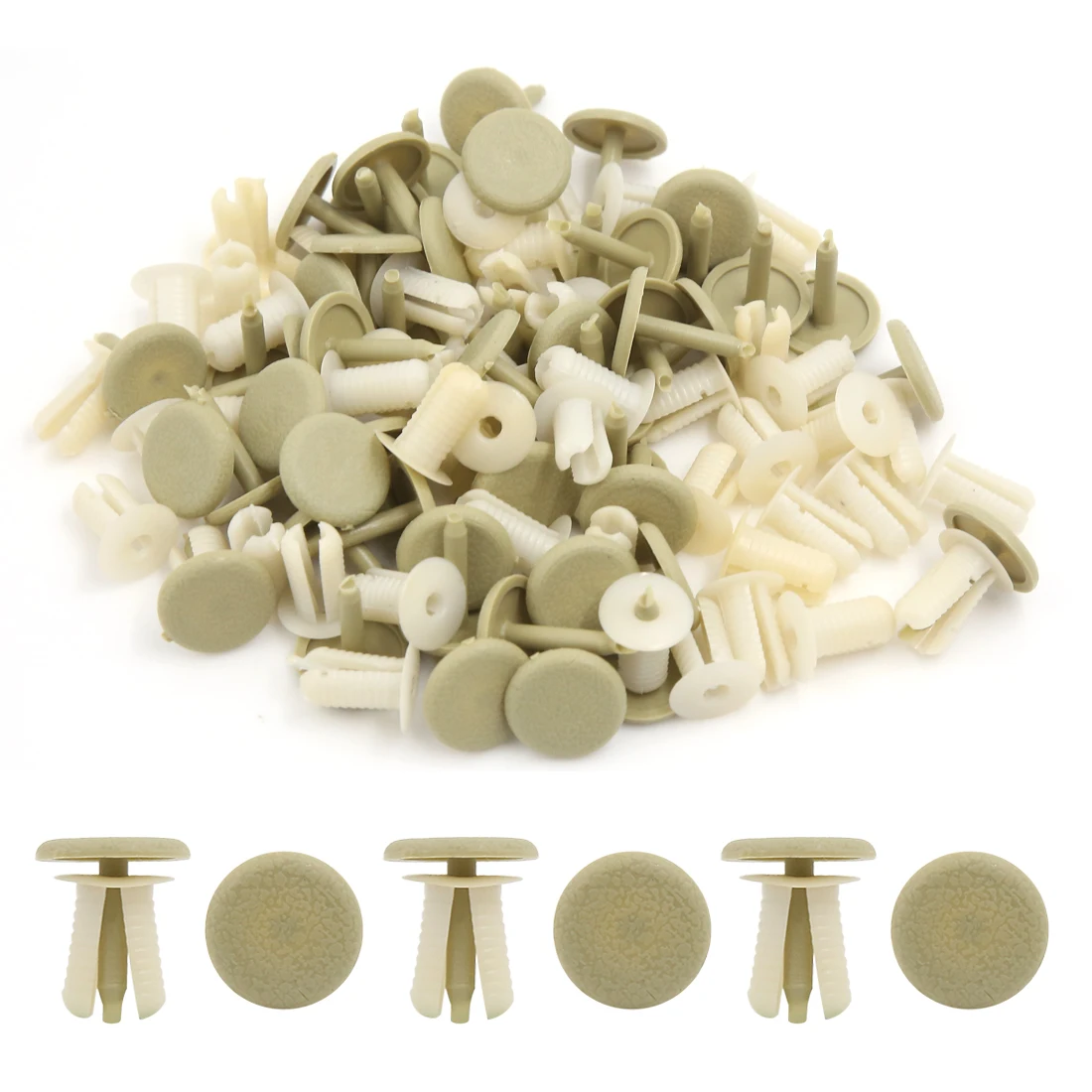 X Autohaux 20/50/100 Pcs 8mm 9mm Hole Rivets Clips Beige White Car Push In Type Plastic Rivet Fastener Bumper Clip Car Styling
