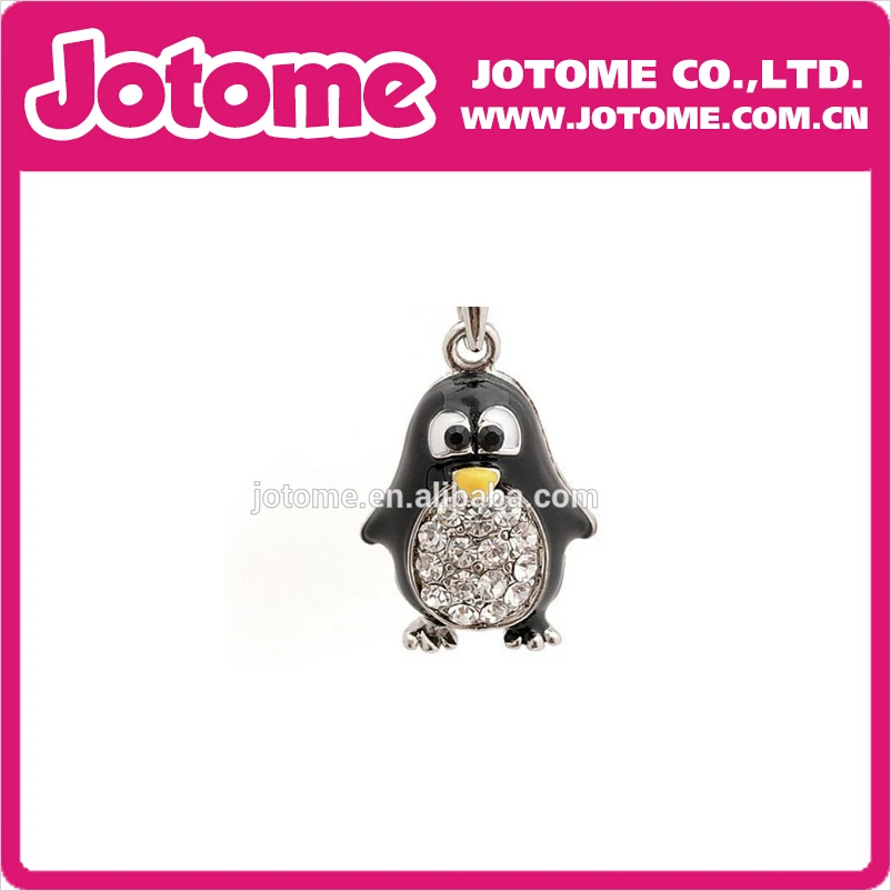 Cute Lovely Penguin Enamel and Rhinestone Charm Pendant for Necklace Girlfriend