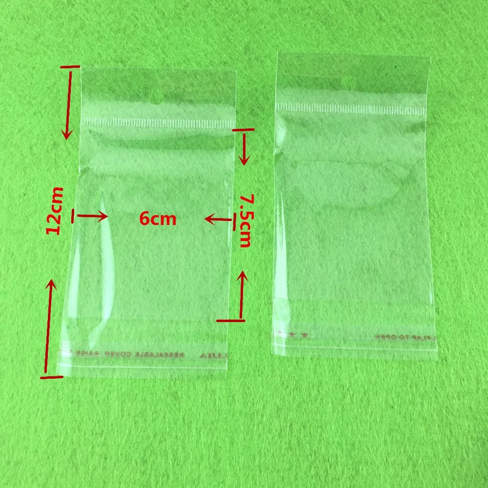 Wholesale 400PCS/Lot 12*6cm Plastic OPP Bags Paste Seal Favor Clear Bag Pouches For Jewelry/Cards/Gift Accept Custom logo