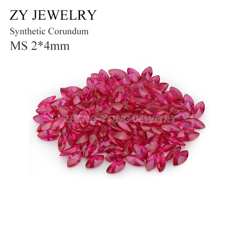 Free Shipping Ruby Red Gemstone 2x4mm Marquise Cut Loose 5# Synthetic Corundum Stone