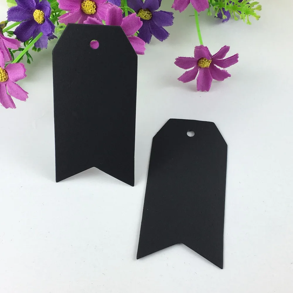 

400PCS/Lot 8*4cm Kraft Pape Cut Corner Add Sharp corner Hang Price Tags Blank Head CardGift Tag Label Mark Accept Custom Logo