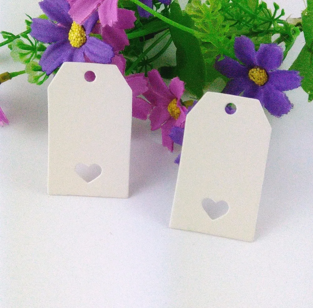 

400PCS 5*3 cm Kraft Paper With Heart Hole Hang Tags+400PCS Hemp Strings Jewelry Head Cards Mark DIY Handmade Accept Custom Logo