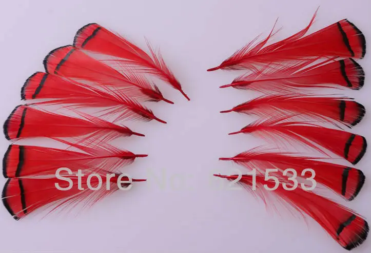 100Pcs/lot,Lady Amherst Feathers, Natural Red Exotic Craft  Pheasant  Feathers, 5-9cm,Small Feathers