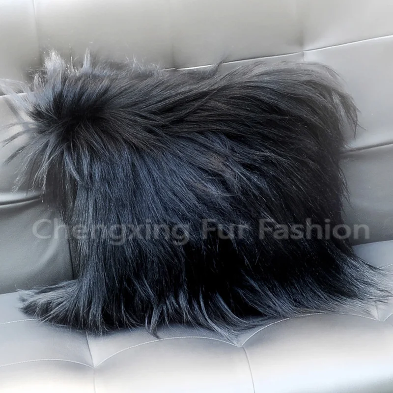 Free Shipping CX-D-91 Fashion And Warm Real Goat Lamb Fur Pillow Case