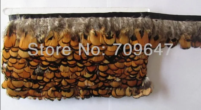 10Meters/Lot!Height 5-6cm Reeves Pheasant Gold Yellow Plumage Feather Fringe of Natural Color,feather decoration