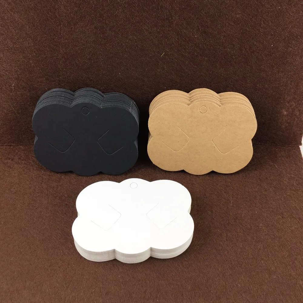 Free Shipping 400PCS Blank Kraft Paper Hairpin Card Hair Clip Scalloped Jewelry Cardstock Hair Display Cards Accept custom logo