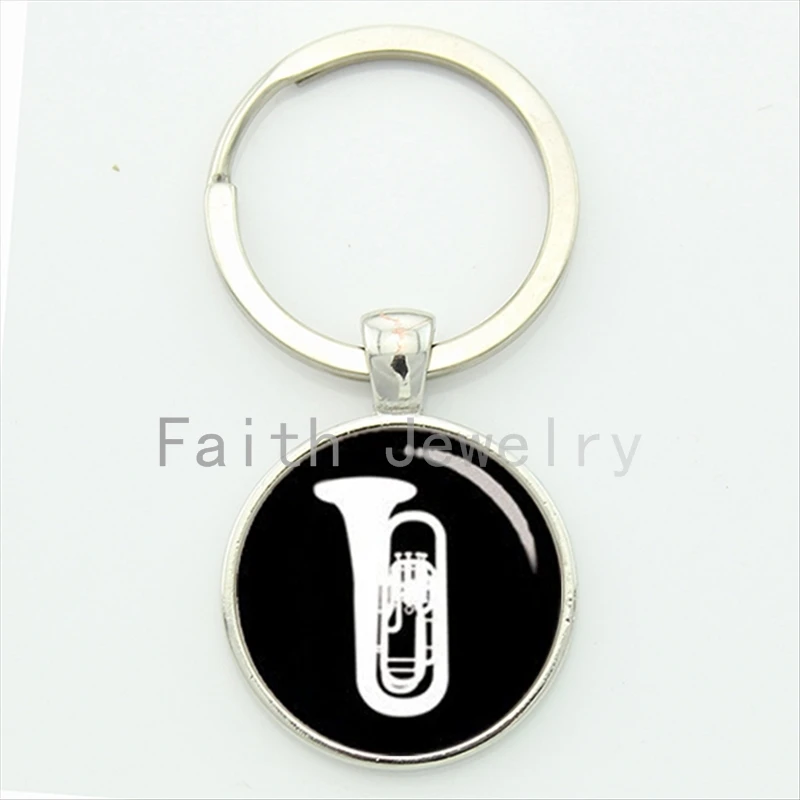 Stylish musical instrument tuba key chain symphony musicians keychain simple vintage music band fans jewelry KC630