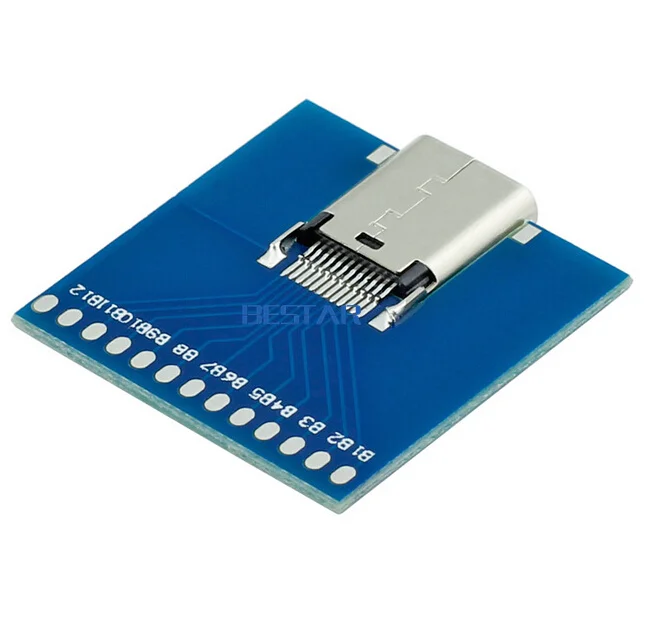 10Gbps USB-C USB 3.1 유형 C 유형-C 암 납땜 케이블 테스트 소켓 PCBA 보드 어댑터 용접 커넥터 어댑터