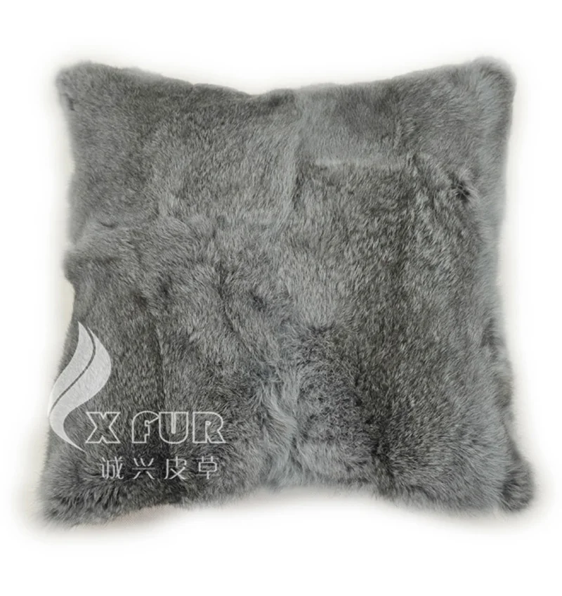 CX-D-06/Z 45x45cm fodera/custodia per cuscino in pelliccia di coniglio marrone naturale ~ Drop Shipping