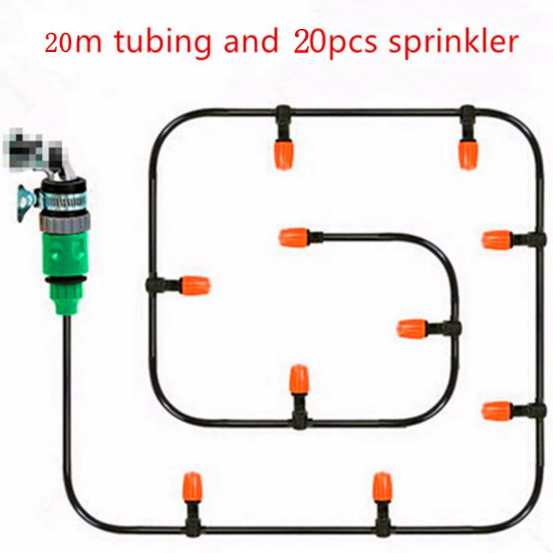 20 Meters 4/7mm hose Suit Home Garden Automatical Micro Drip Irrigation Watering Kit Micro Spray Suit Saving Irrigation Systems