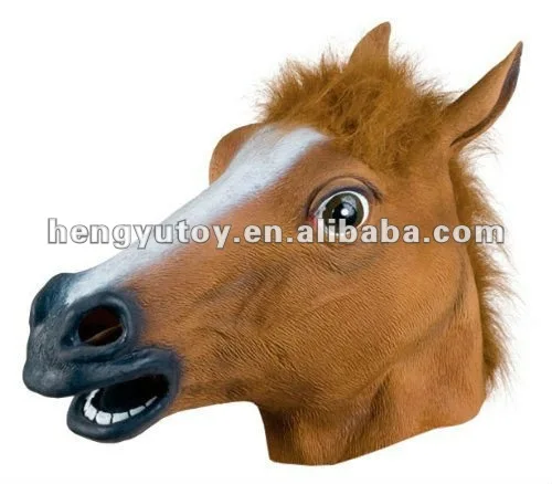 Latex Rubber Horse Head Mask Hooves Gloves Halloween Party Adult Costume Props