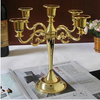 H27cm 3/ 5 arm gold candle holder retro candlestick gold candelabra for home deor chchristmas candle hodlers ZT031