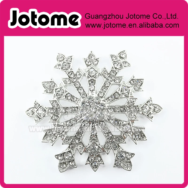 Silver-Tone Snowflake Austrian Crystal Brooch Pendant