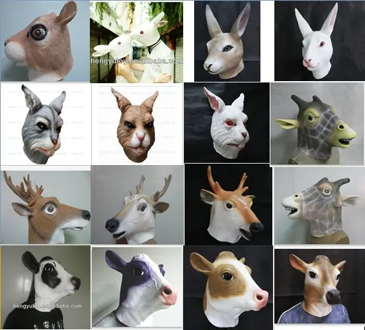 Latex Animal Head Mask Rabbit Bunny Mask Cow Mask Deer Mask Halloween Christmas Easter Fancy Dress Stag Party