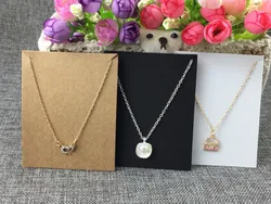 10*8cm 100pcs/lot Kraft Cardboard Blank Jewelry Fashion Necklace Cards Kraft Paper Displays card Accept custom logo MOQ:2000pcs