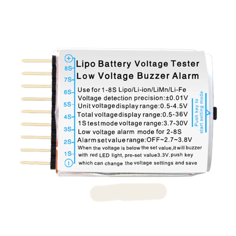 1pcs or 4pcs Hot Sell 2s 2s 3s 4s 5s 6s 7s 8S 1-8S LED Low Voltage Buzzer Alarm Lipo Voltage Indicator Checker Tester Wholesale