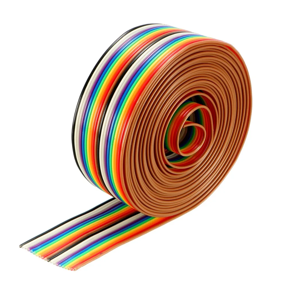 UXCELL 3/5m Long Rainbow Color 20P 26P 40Pins Jumper Wire Ribbon Flat Cable Breadboard DIY fit 1.27mm Spacing Pin Headers