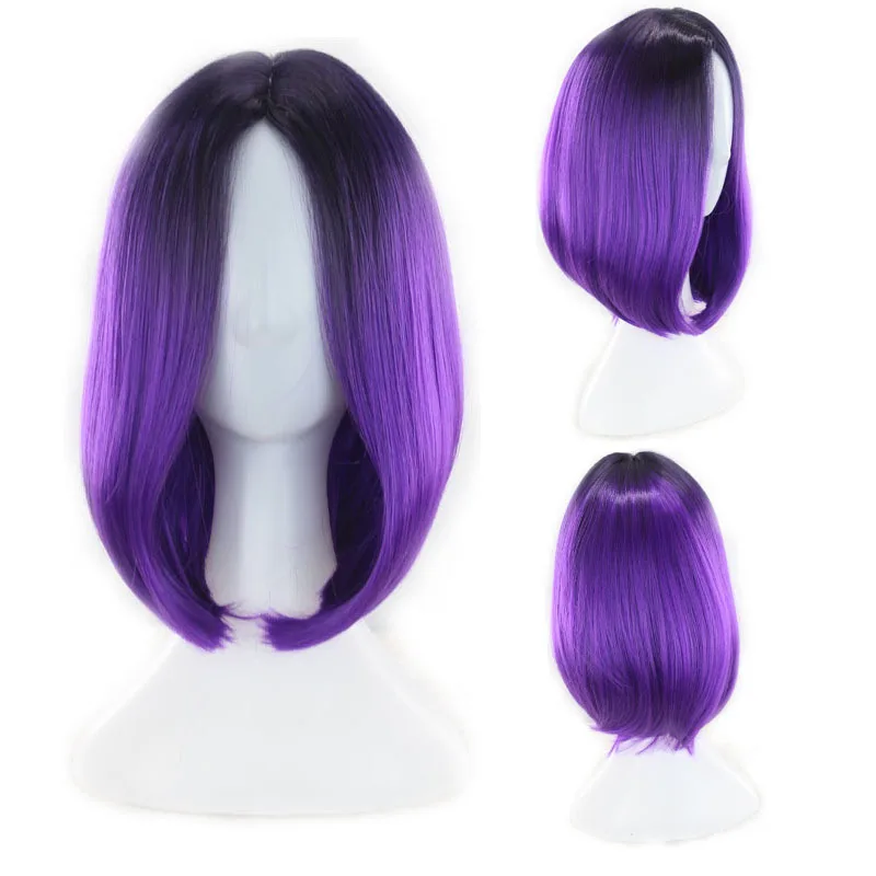 Similler Highlight Women Short Synthetic Wigs Ombre Hair For Cosplay Halloween Costume Black T Blue Green Purple Grey Yellow