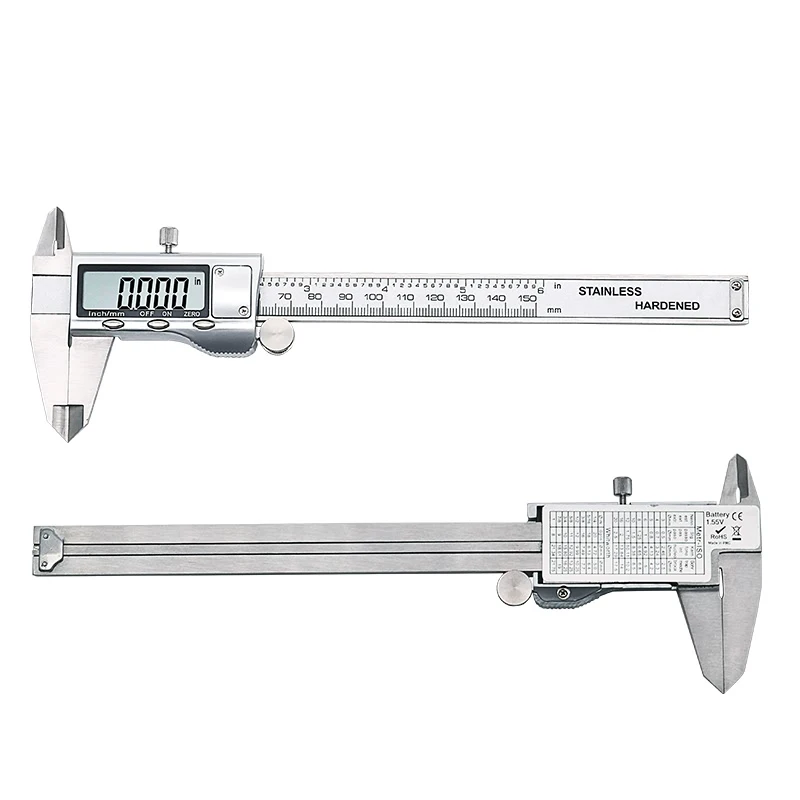 QSTEXPRESS Pinza 150 millimetri In Acciaio Pollici LCD Elettronico Digitale Vernier Caliper 0.01 millimetri di Misura di Misurazione Strumento