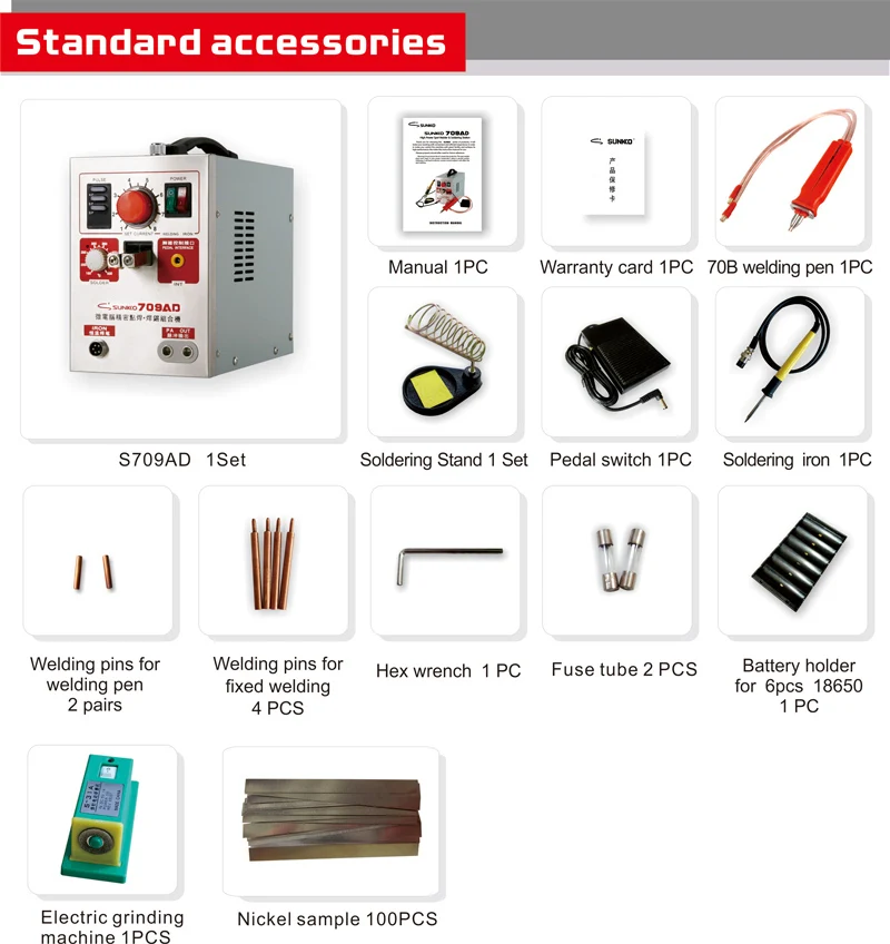 Sunkko 709AD Battery Spot Welder Welding Machine for Lithium Battery Pack with Soldering Function 1.9 kw