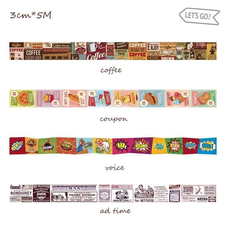 30mm x 5M Masking Tape Vintage Style Office Adhesive Tape Scrapbook Decorative Tape Retro Series Coffee Coupon Beautify Life image 2