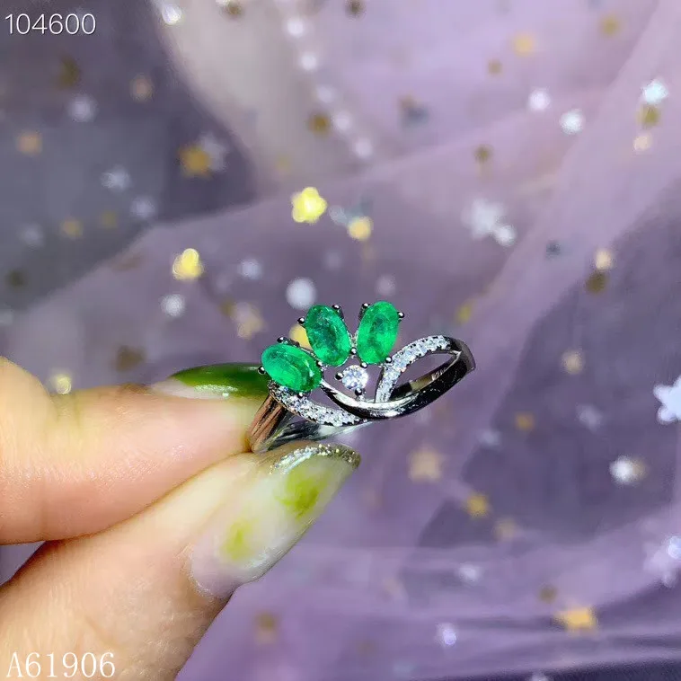 

KJJEAXCMY boutique jewelry 925 sterling silver inlaid natural emerald female ring supports re-examination of new luxury