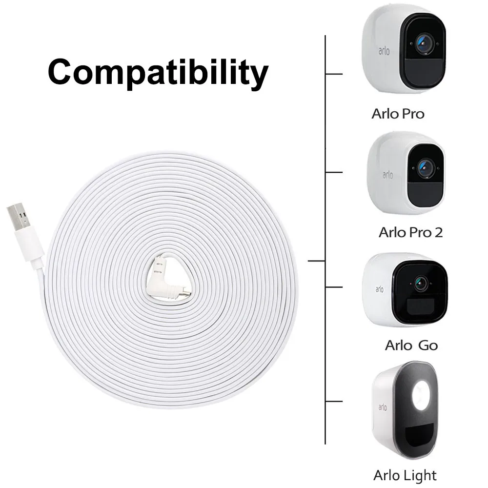 Chống Thấm Nước 6.6ft/2M Cáp Sạc Kèm Adapter Cho Arlo Pro 2/Pro/Đi/Ánh Sáng Ảnh Nhanh sạc Arlo Sạc Máy Ảnh, trắng