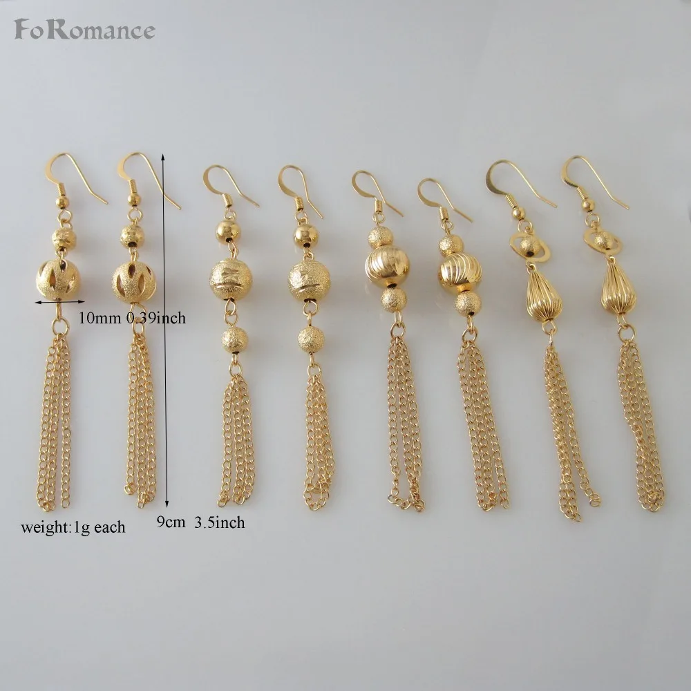 FOUR STYLES YELLOW GOLD COLOR WITH BALL BEADS TALL 3.5