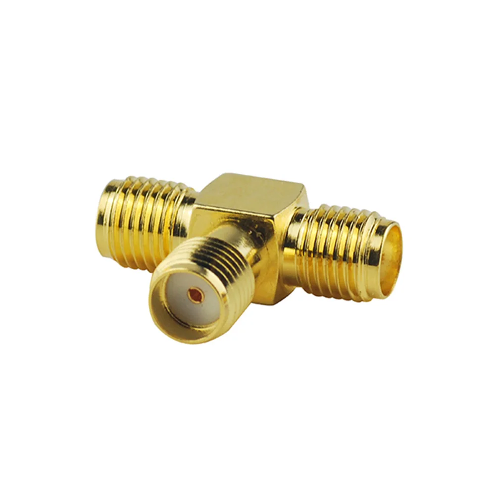 Eightwood 3 Way SMA Series RF Coaxial Adapter SMA Jack Female to 2 SMA Jack Female RF Coaxial Connector T-Shape In-Series