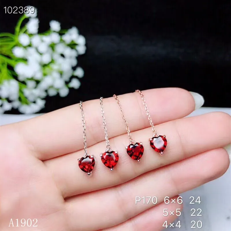 KJJEAXCMY fine jewelry 925 sterling silver inlaid natural garnet gemstone ladies earrings ear line luxury support detection