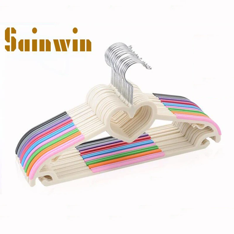 Sainwin 10pcs/lot 40cm Love plastic slip-resistant  hanger clothes  hanging clothing support  hangers for clothes rack