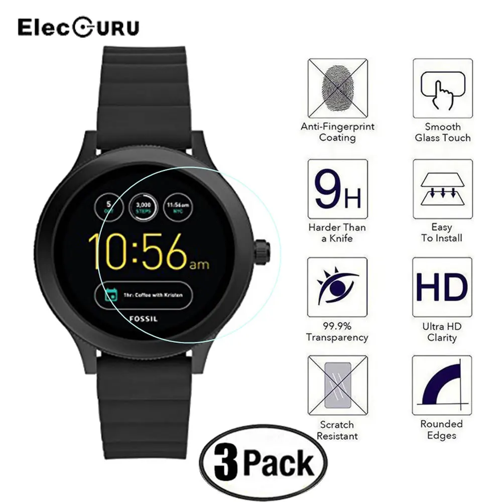 Tempered Glass For Fossil Q Venture Gen 3 Smart Watch Screen Protector HD Full Cover Screen Anti Scratch Protective Glass Film