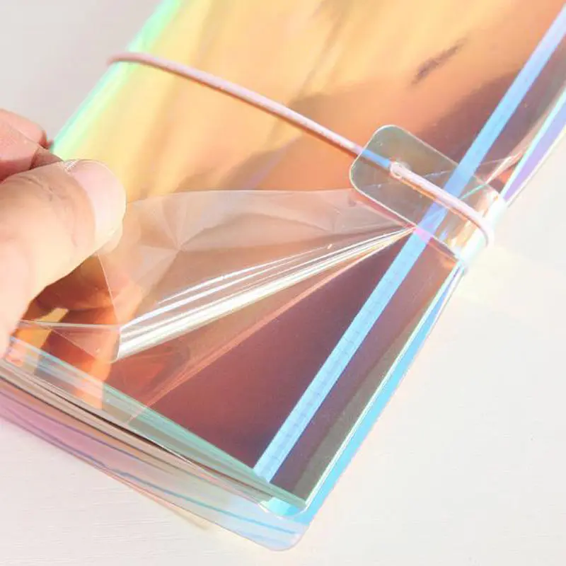 2018 Yiwi 18CM*11.5CM Portable Colorful PVC Transparent Book Travel Bind Notebook With Grid Line Pages And Zip Bag