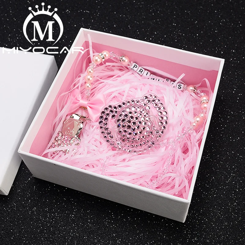 MIYOCAR-Titular chupeta personalizado com clipe manequim, estilo princesa, Bling Bling Set, presente original, SP001