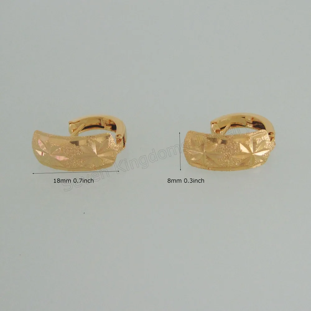 CUTE TWO STAR CARVED SCRUB DIMENSION 8mm*18mm  YELLOW GOLD PLATED STUD EARRING