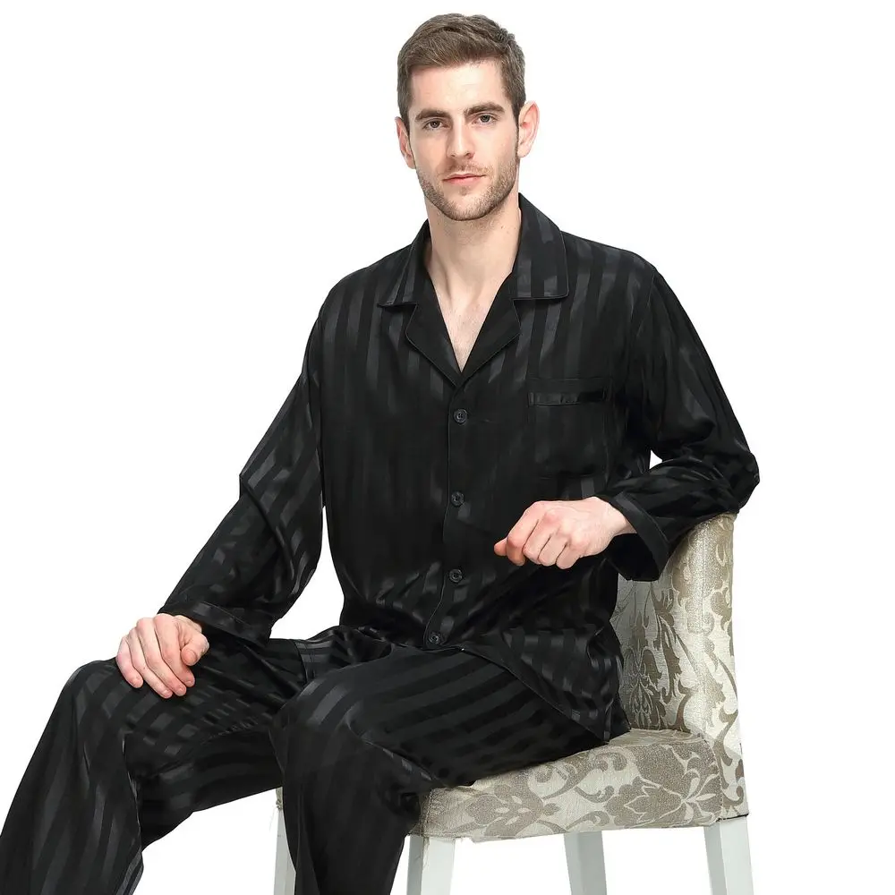 Mens Silk Satin Pajamas Set  Pajama Pyjamas Set  PJS  Sleepwear Set Loungewear  U.S.S,M,L,XL,2XL,3XLL,4XL Plus Striped