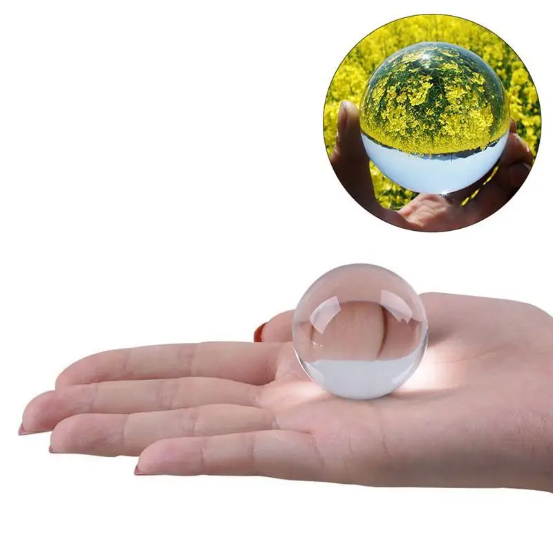 3cm Crystal Ball Photography Prop Meditation Ball Contact Juggling Glass Sphere Display (Transparent White)