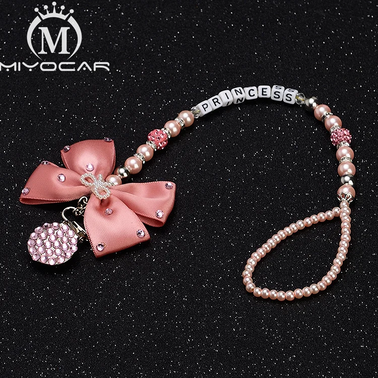 MIYOCAR Any name colorful bling rhinestone pacifier clip holder dummy clip holder unique gift for baby